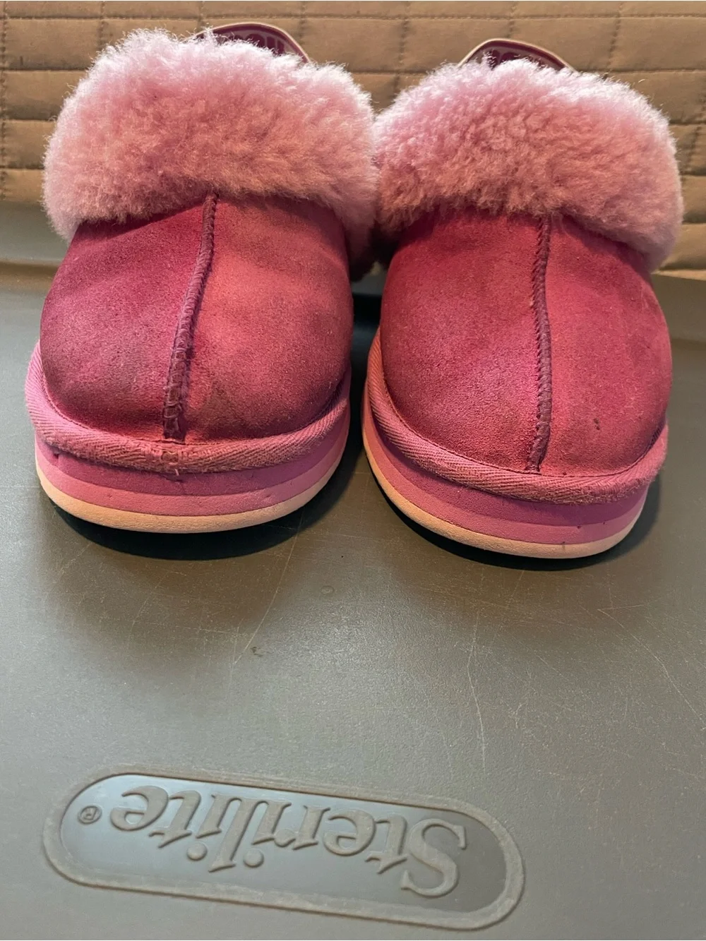 UGG Kids Rose Pink Shearling Backstrap Clogs
